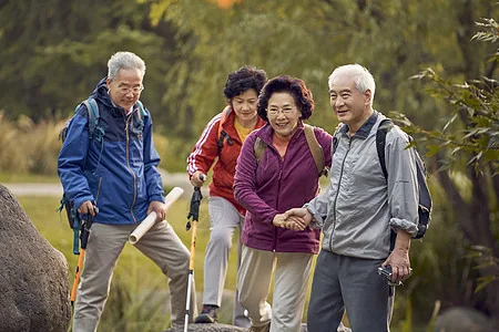 Residents taking part in a group exercise class