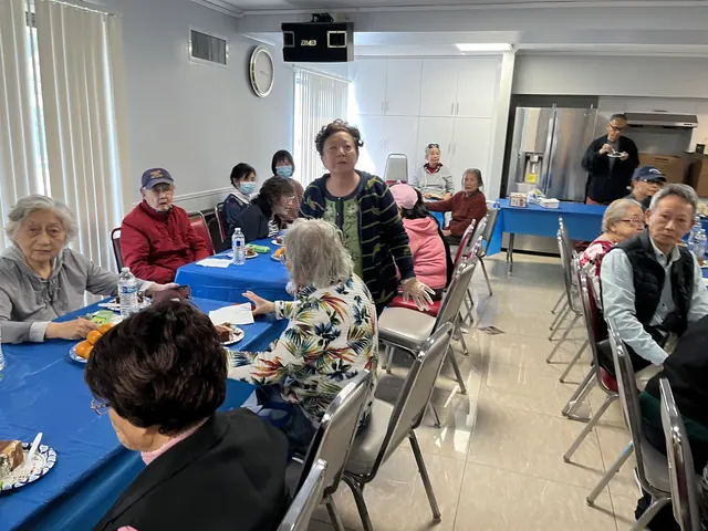 Residents mingling during the birthday party