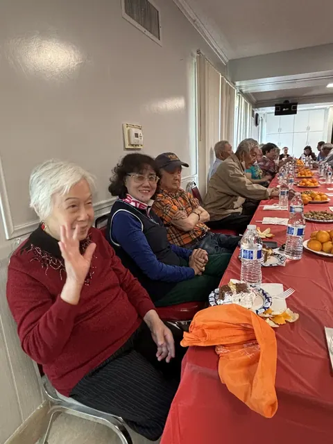 Group photo at a resident birthday party