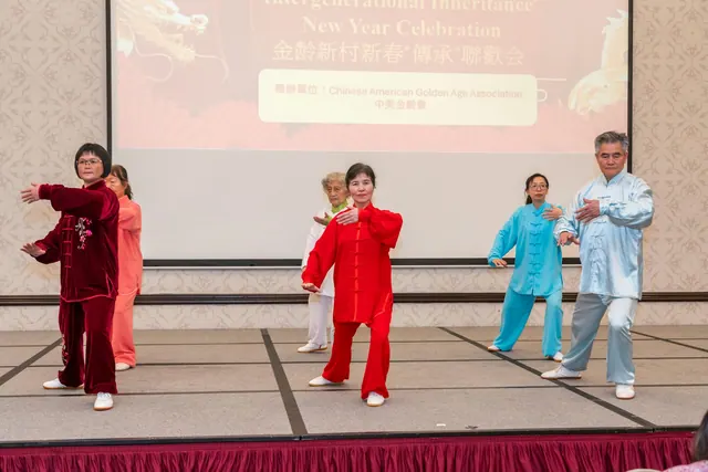 Group tai chi performance at the celebration